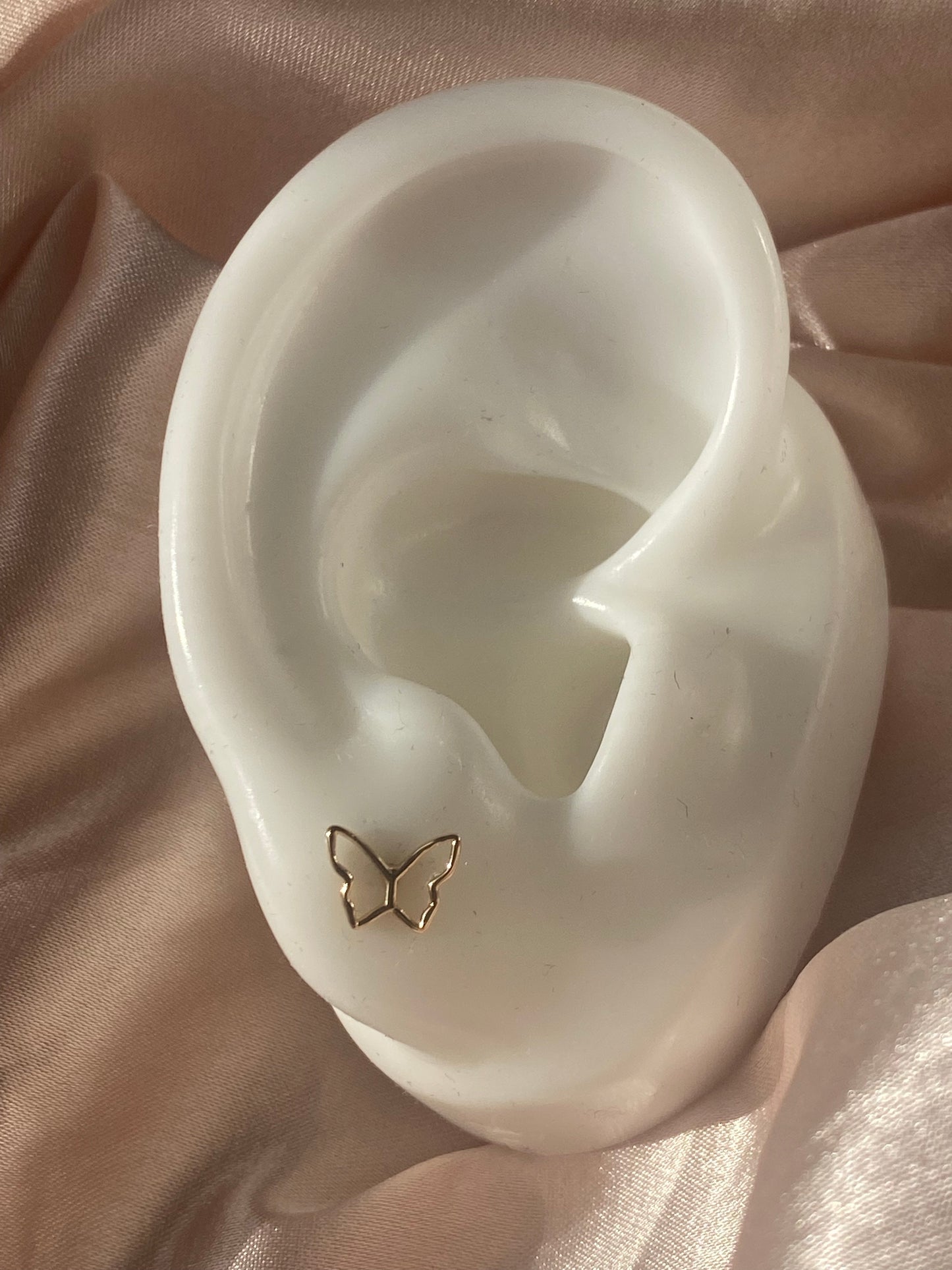 14K Gold Diamond Open Butterfly Earring