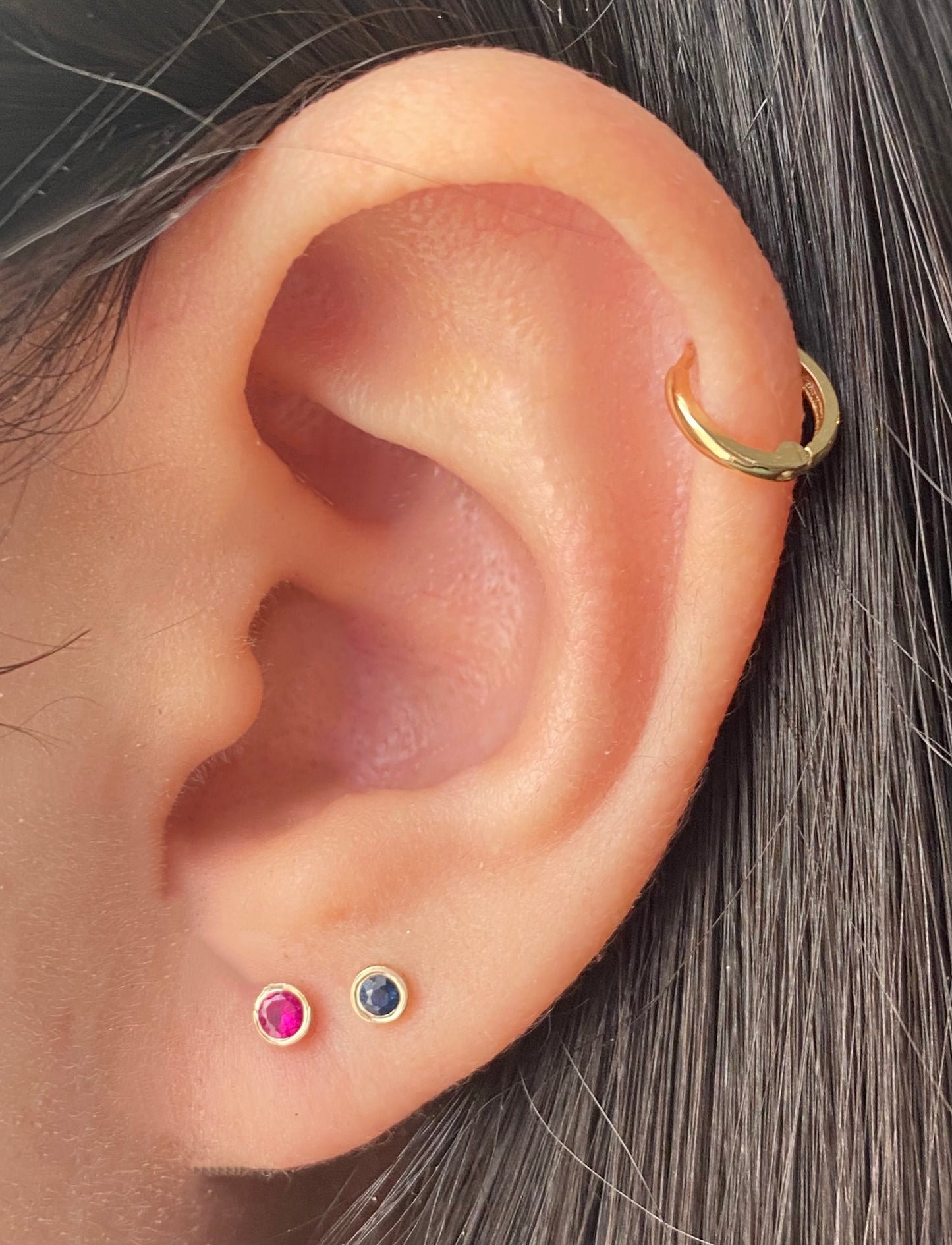 14K Gold Push Flat Back Birthstone Earring