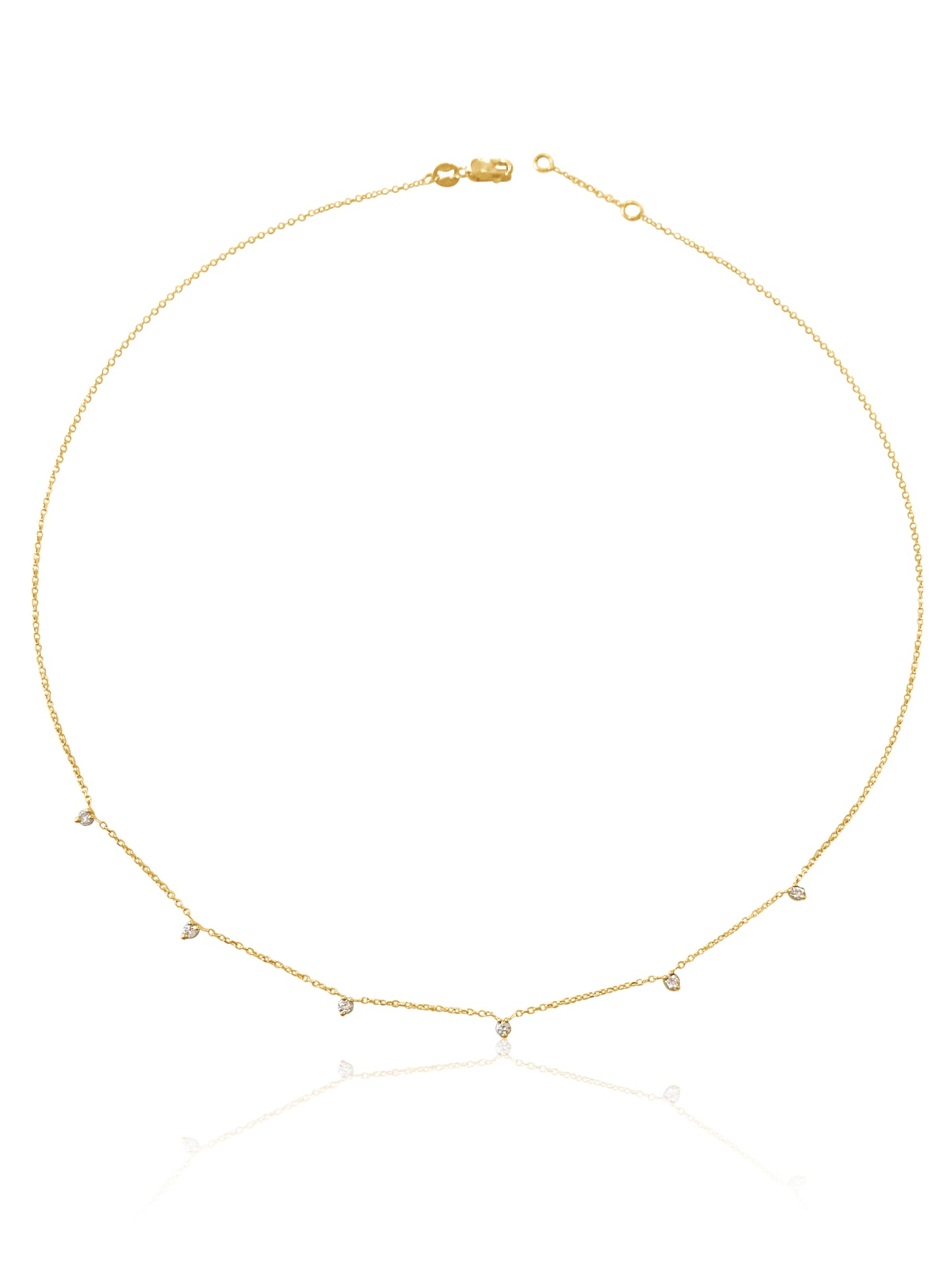 14k Gold Dangling Prong Mini Diamond Necklace