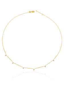 14k Gold Dangling Prong Mini Diamond Necklace