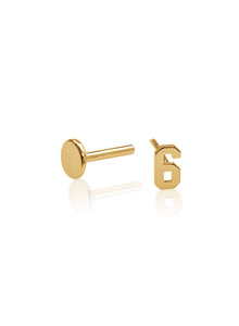 14K Gold Push Flat Back Mini Number Earring