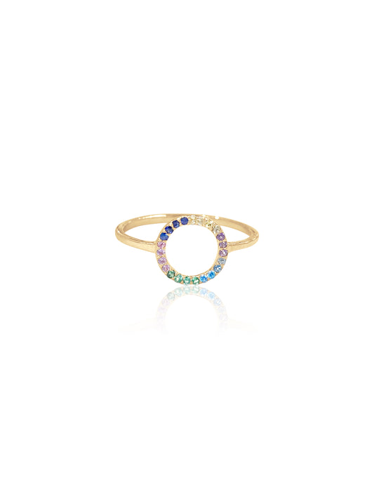 Michelle 14K Rainbow Sapphire Circle Ring