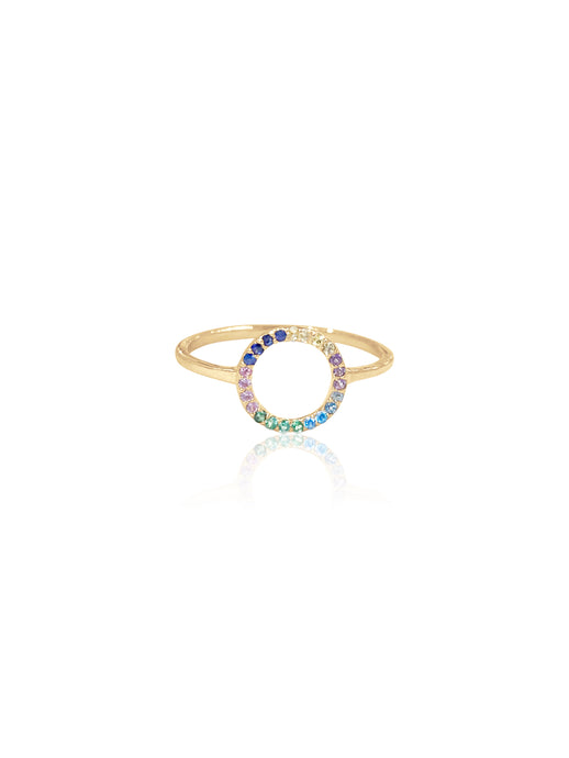 Michelle 14K Rainbow Sapphire Circle Ring