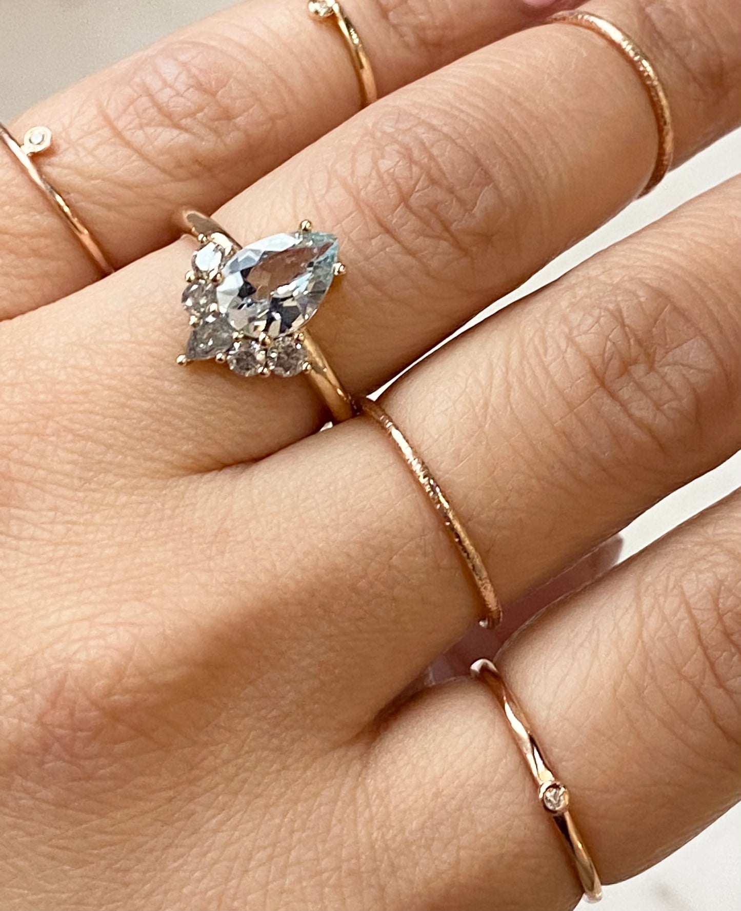Suyana 14K Aquamarine & Salt and Pepper Diamond Ring