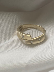 14k Solid Gold Diamond Connected Ring