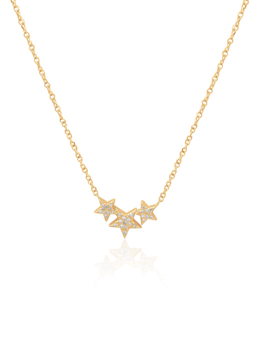 14K Pave Diamonds Stars Necklace