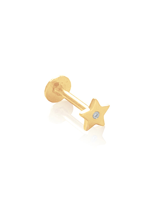 14K Gold Push Star Flat Back Earring