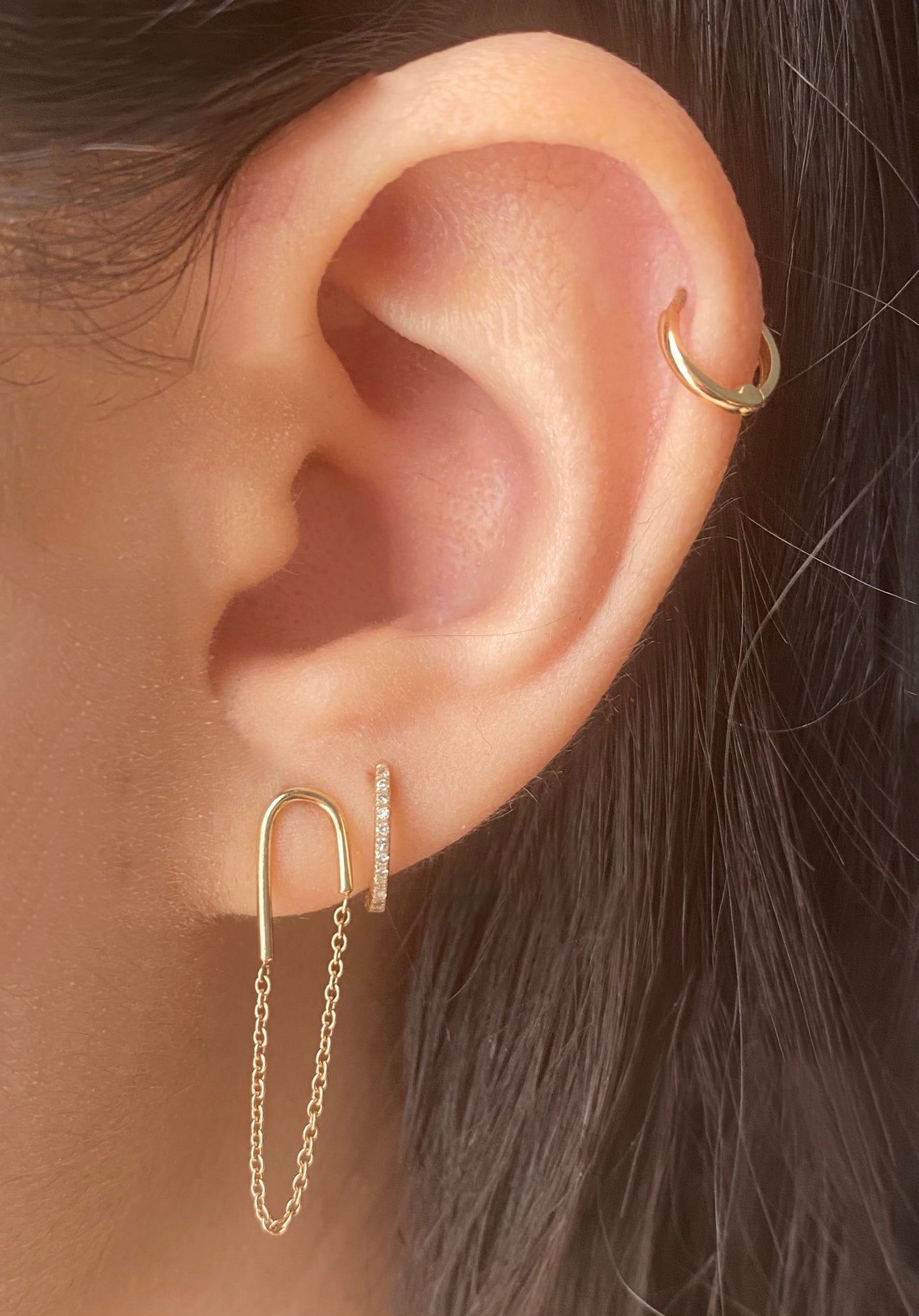 14k Gold Paper Clip Chain Earring