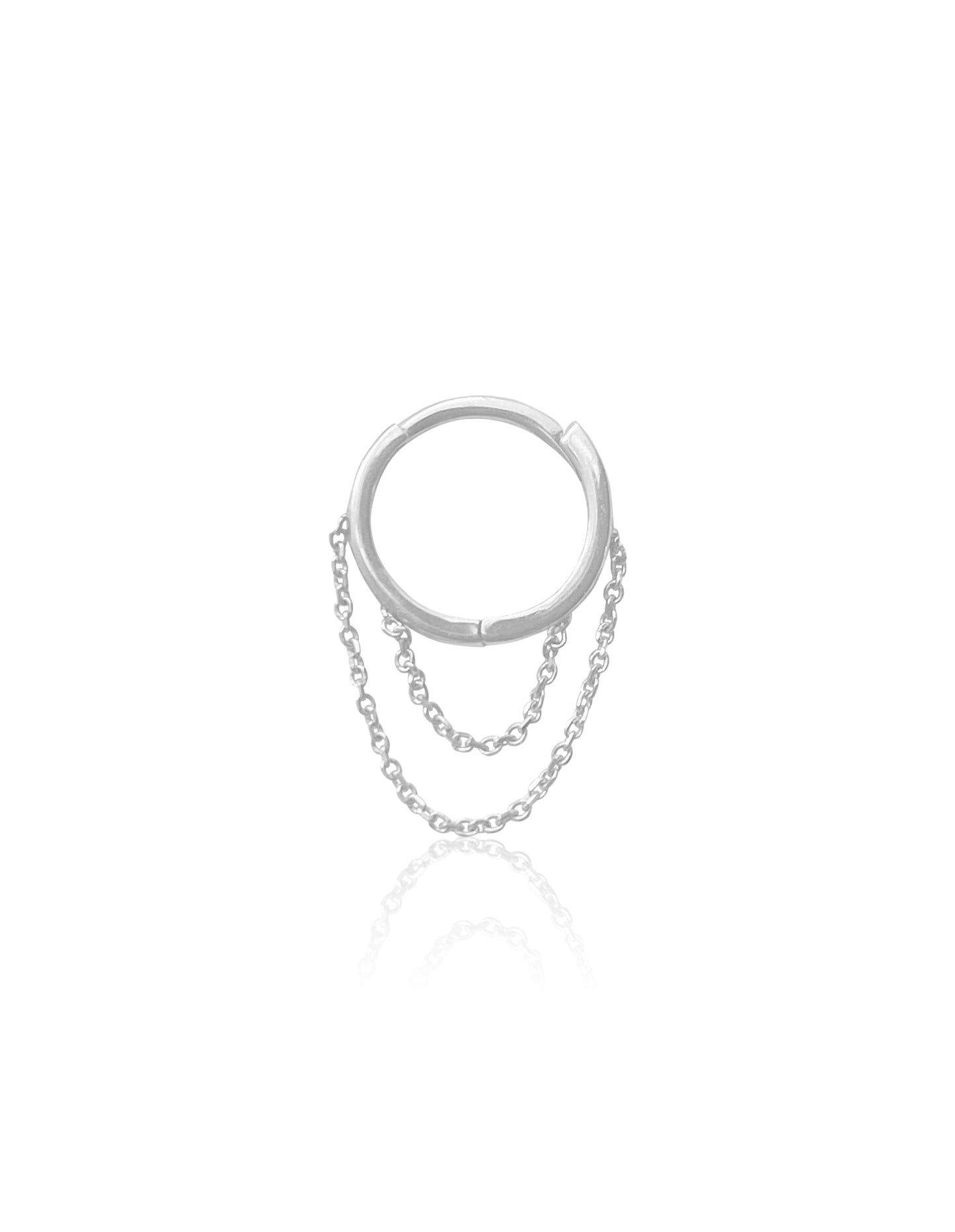 14KT Gold Mini Double Chain Huggie Clicker Earring