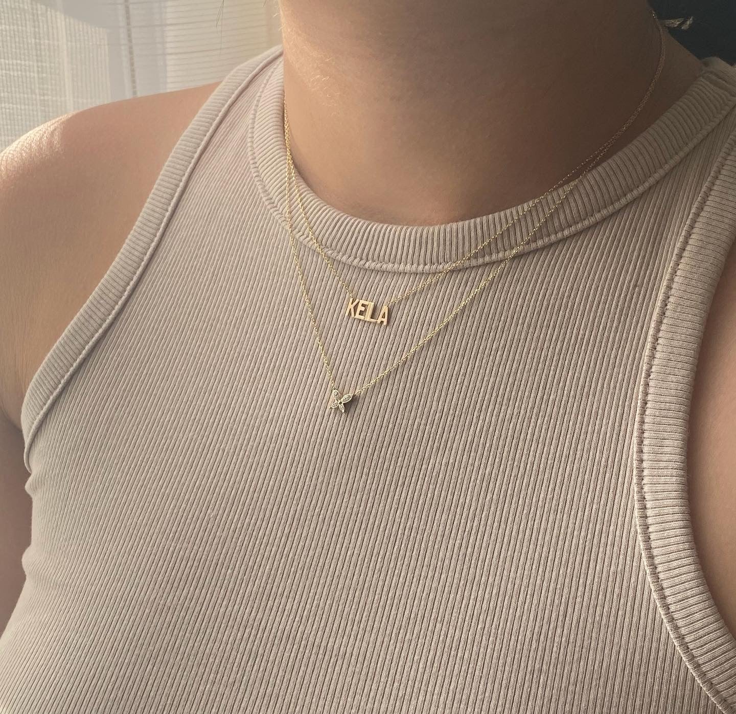 14KT Gold Dainty Nameplate Necklace