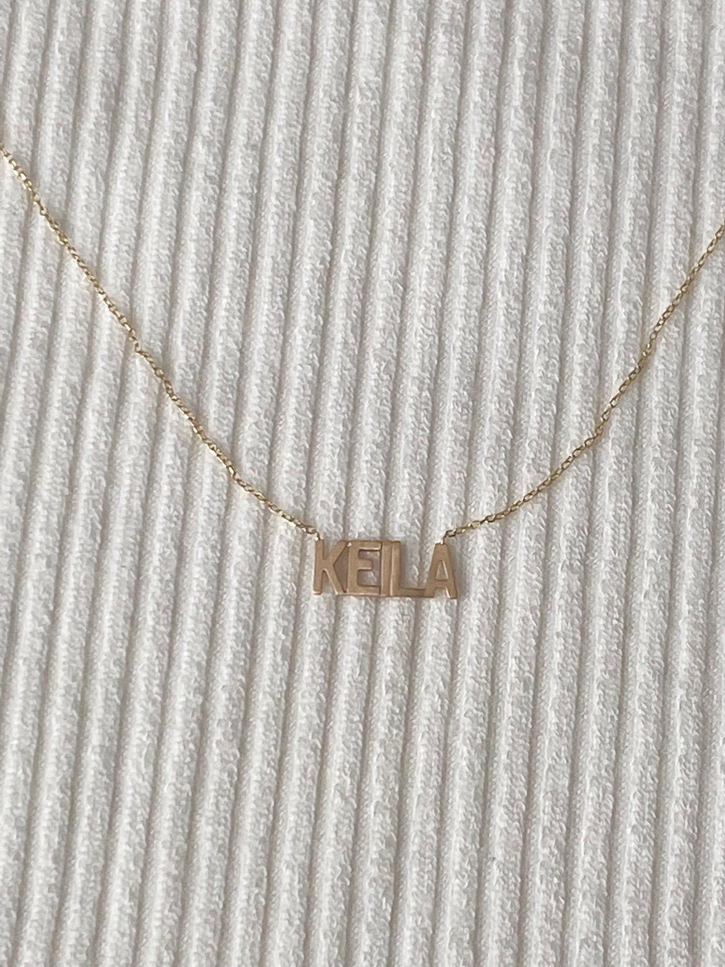 14KT Gold Dainty Nameplate Necklace