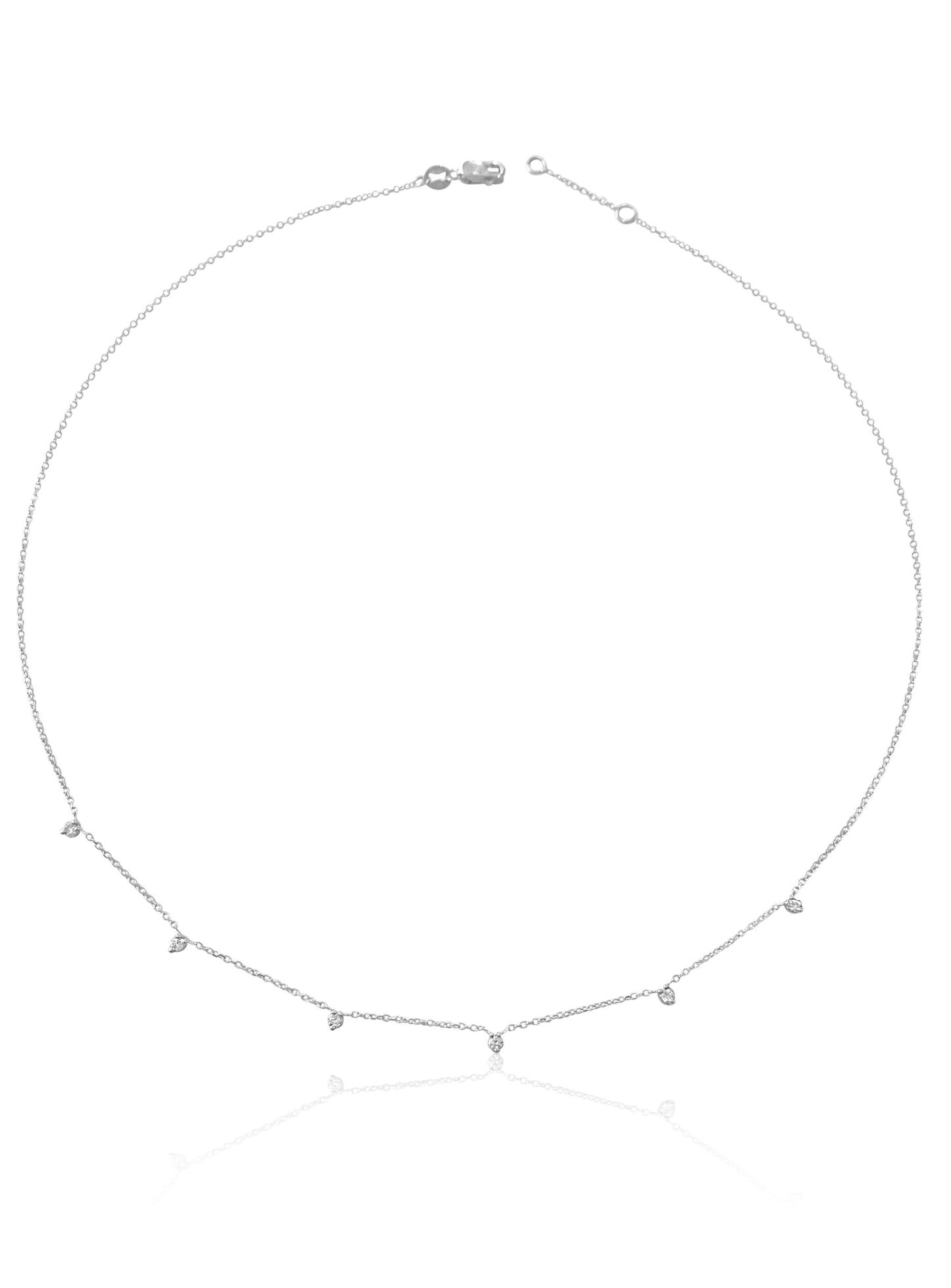 14k Gold Dangling Prong Mini Diamond Necklace