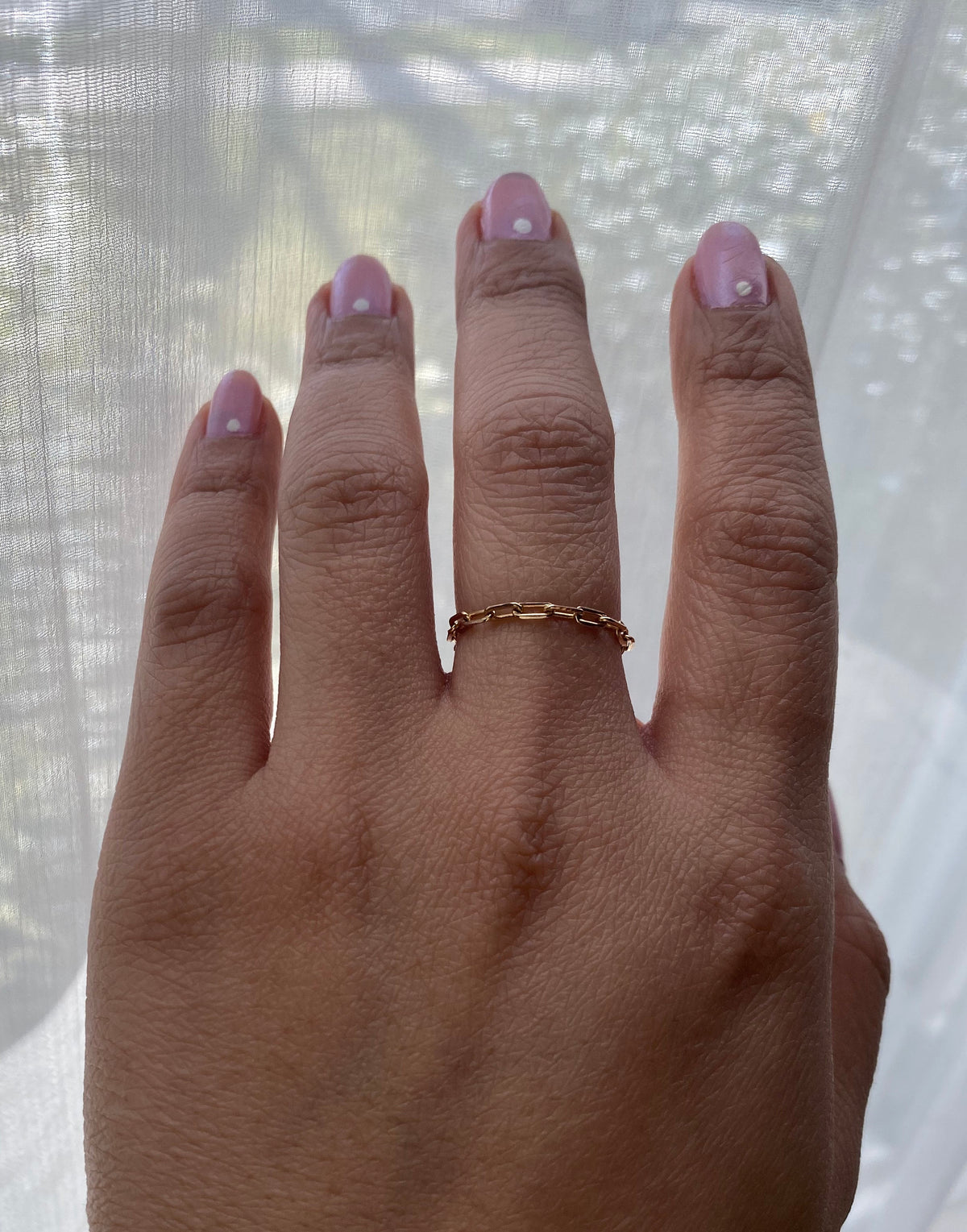 18k Gold Filled paper Clip Soft Chain Ring