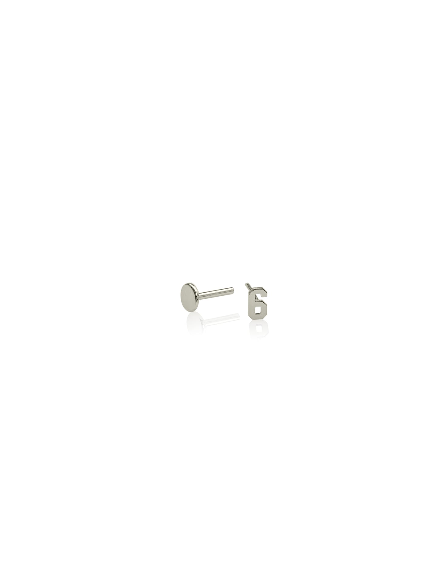 14K Gold Push Flat Back Mini Number Earring