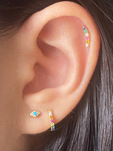 14K Gold Push Flat Back Rainbow Curved Bar Earring