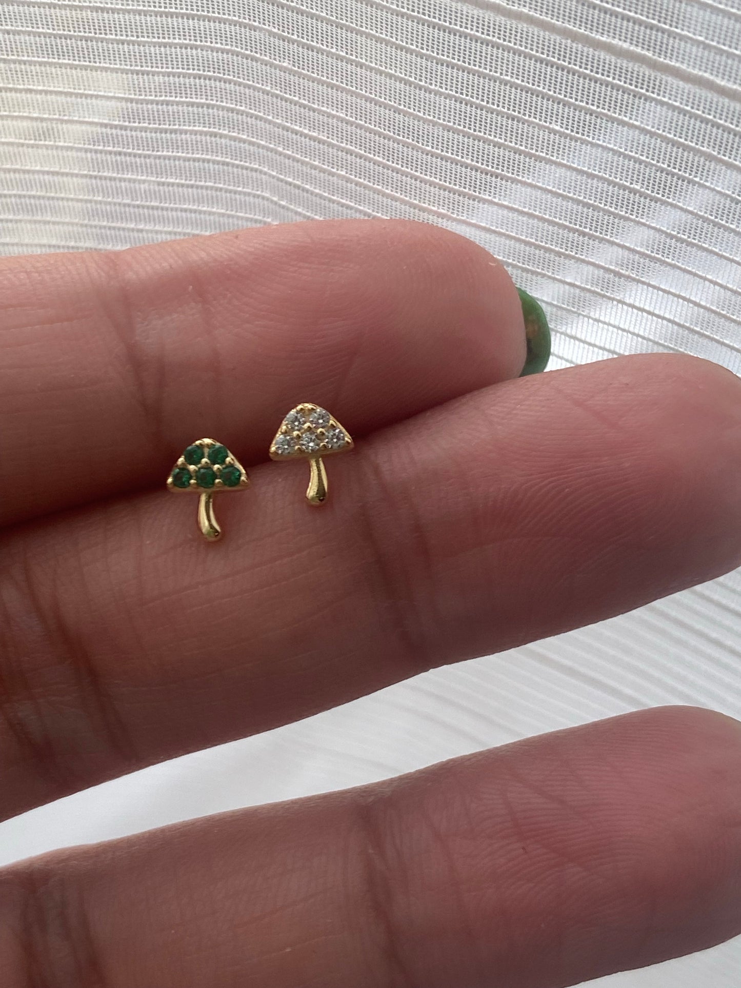 14K Gold Diamond Mushroom Earring