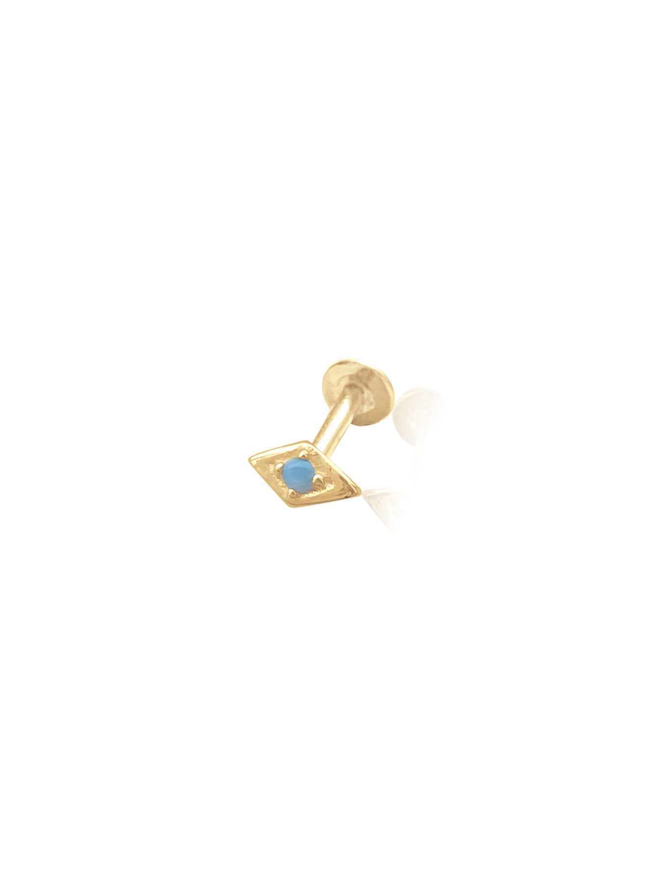 14K Gold Push Flat Back Turquoise Eye Earring
