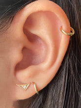 14K Gold Push Flat Back Mini Diamond Triangle Earring