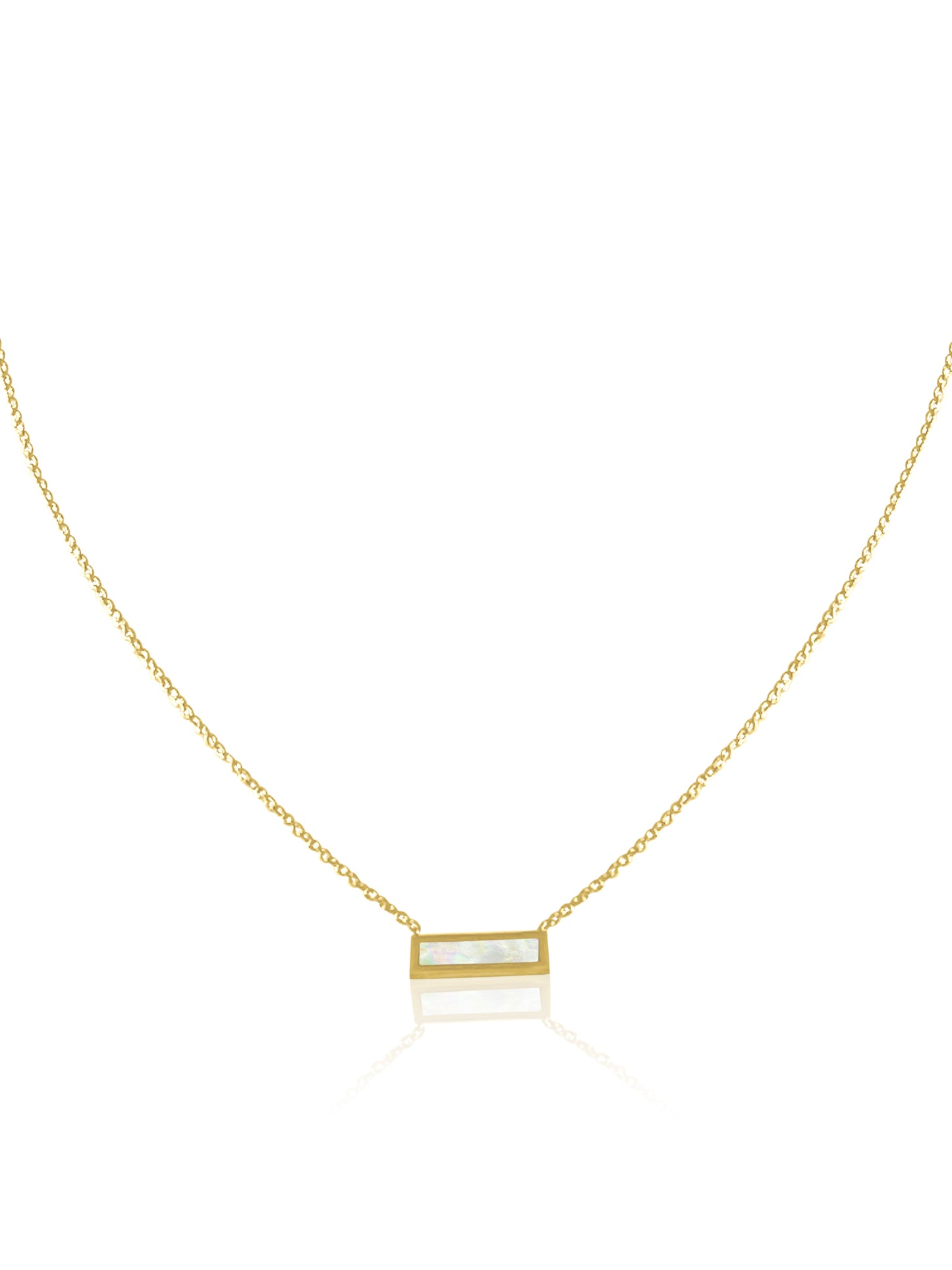 14K Gold Turquoise/Mother Of Pearl Bar Necklace