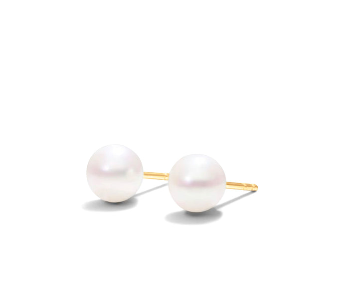 14K Gold Pearl Stud Earrings