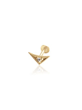 14K Gold Push Flat Back Mini Diamond Triangle Earring