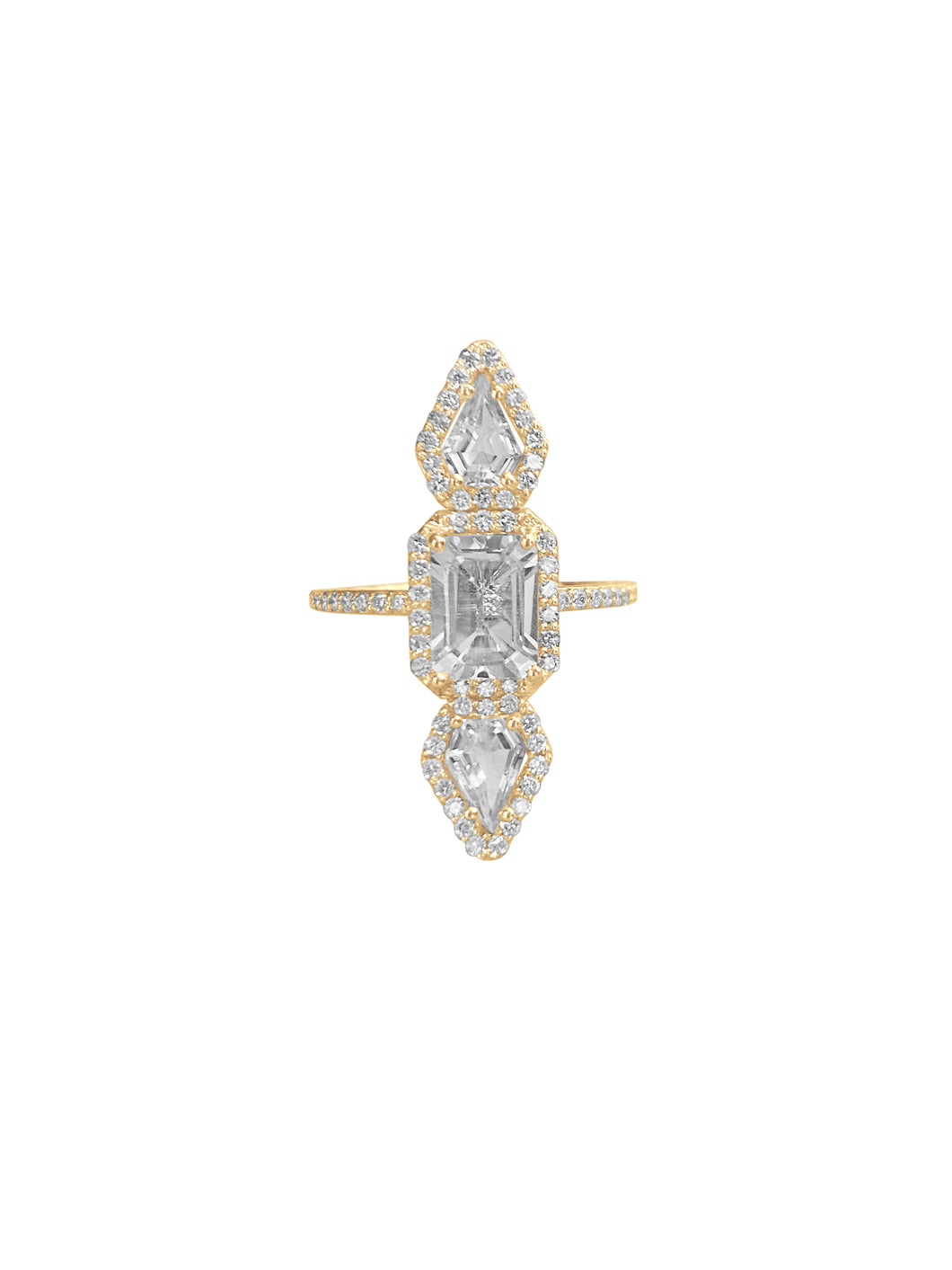 14k Gold Diamond & White Topaz, Tara Ring