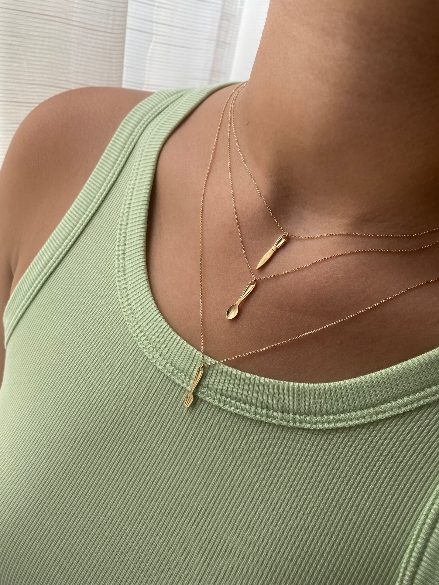 14KT Gold Utensil Necklace
