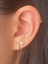 14K Gold Push Flat Back 3 Diamond Earring