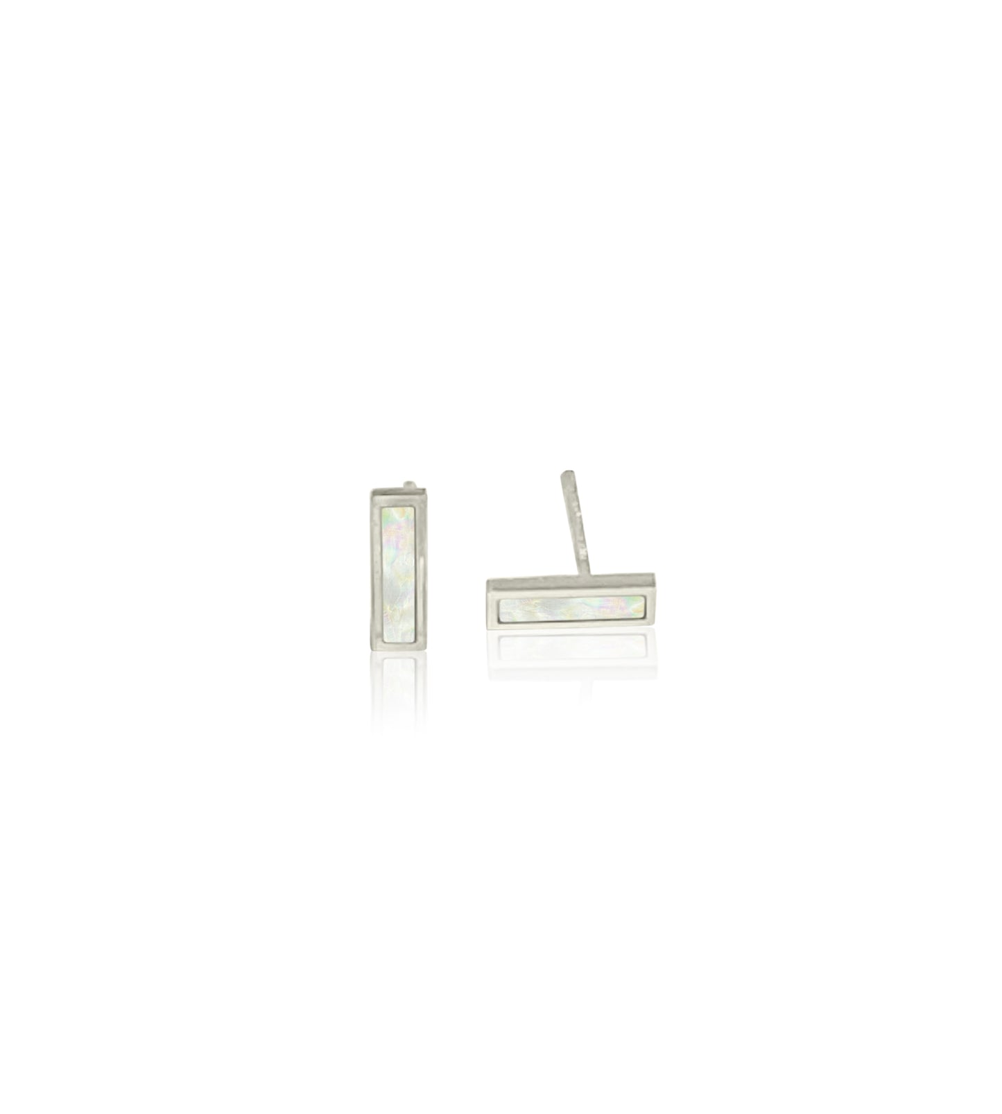 14K Gold Turquoise/Mother Of Pearl Bar Earring