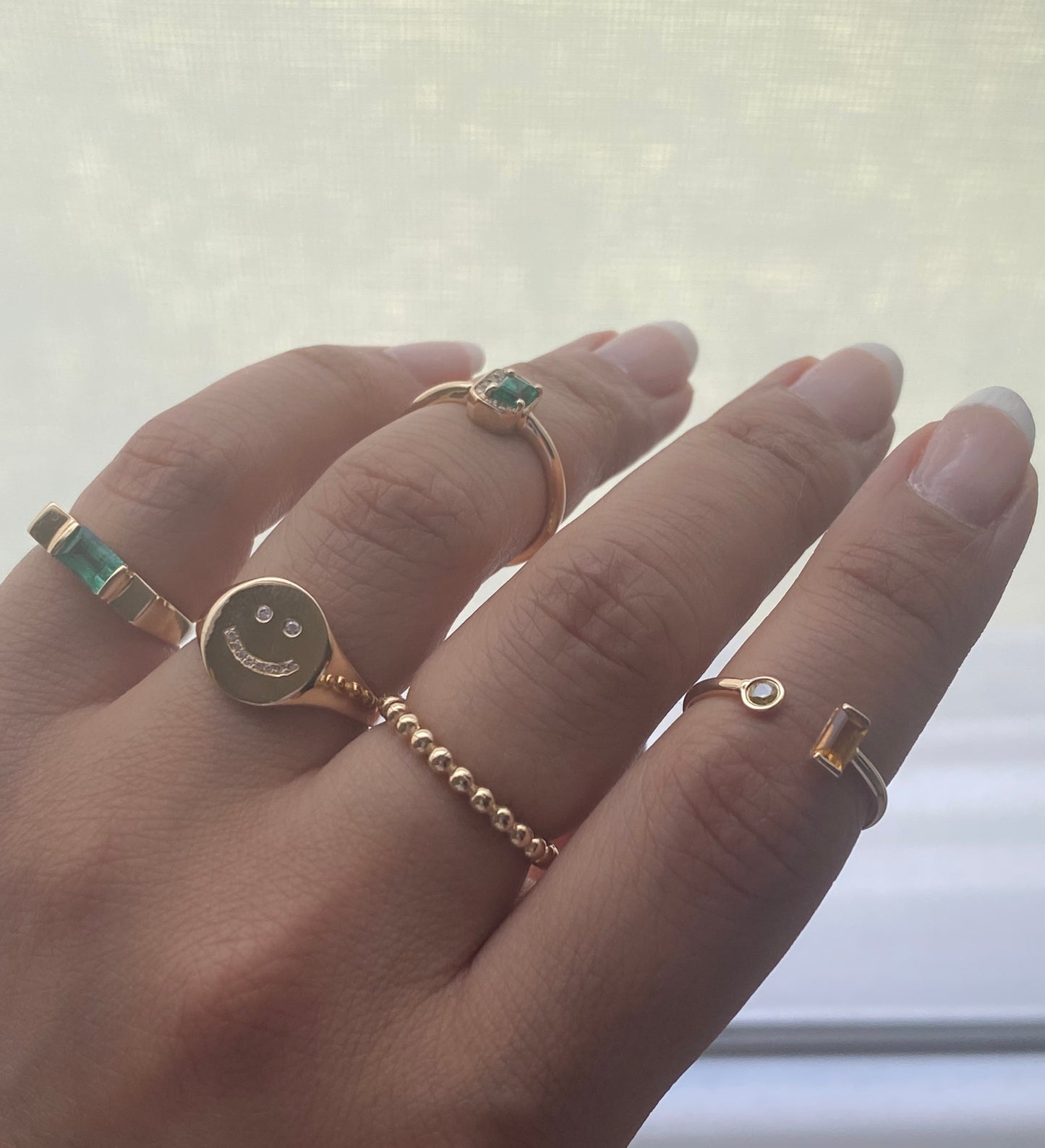 14K Diamond Be Happy Ring