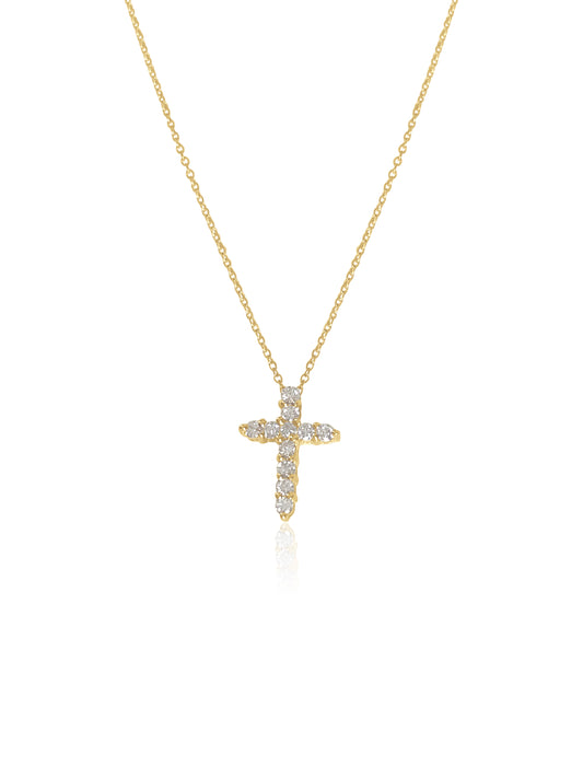 14K Gold Diamond Cross Necklace