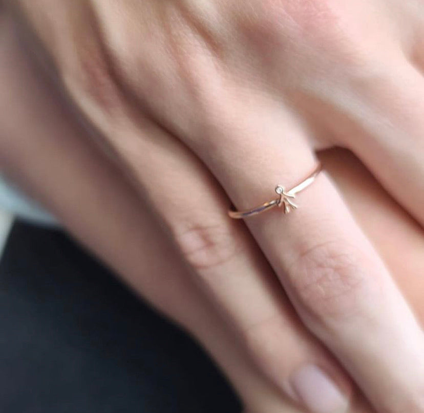 Mom 14K Diamond Mini Stackable Ring
