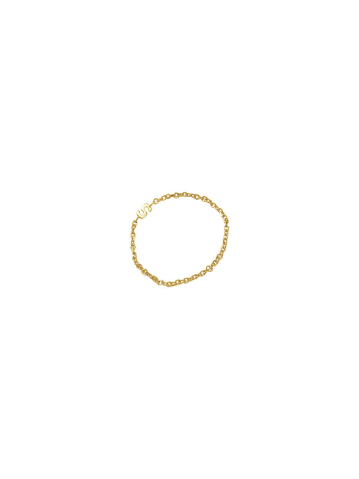 14K Gold Soft Chain Tiny Initial Ring
