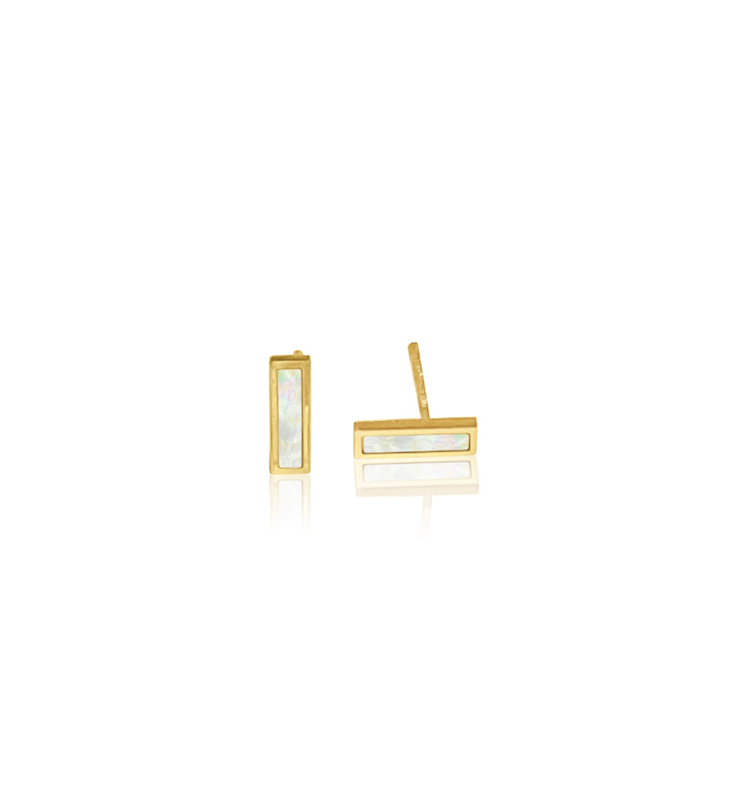 14K Gold Turquoise/Mother Of Pearl Bar Earring