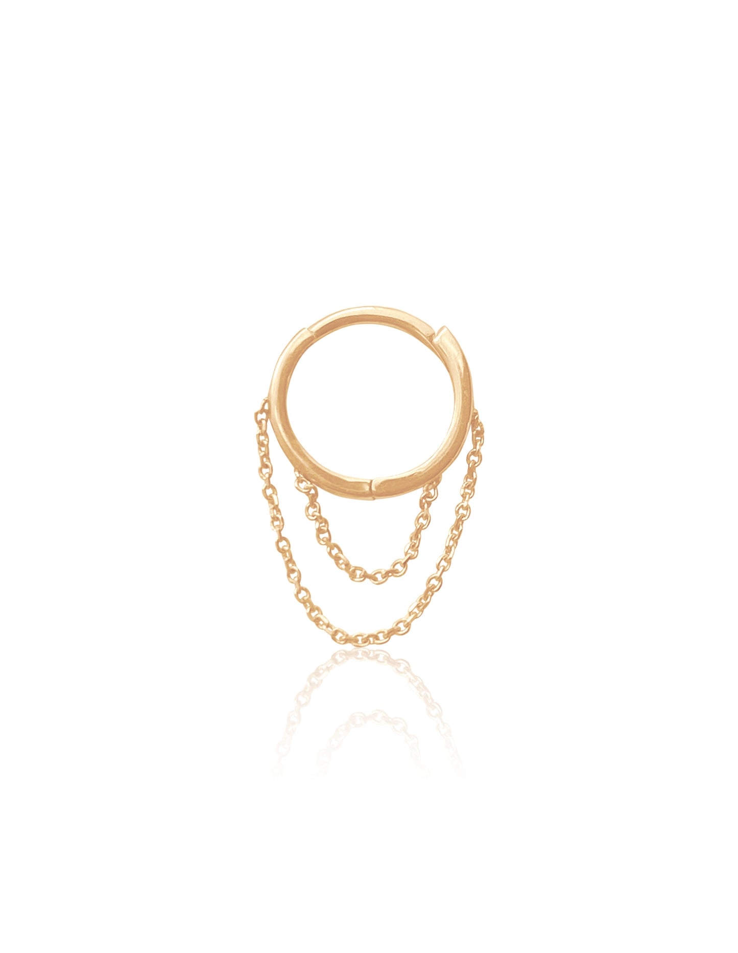 14KT Gold Mini Double Chain Huggie Clicker Earring