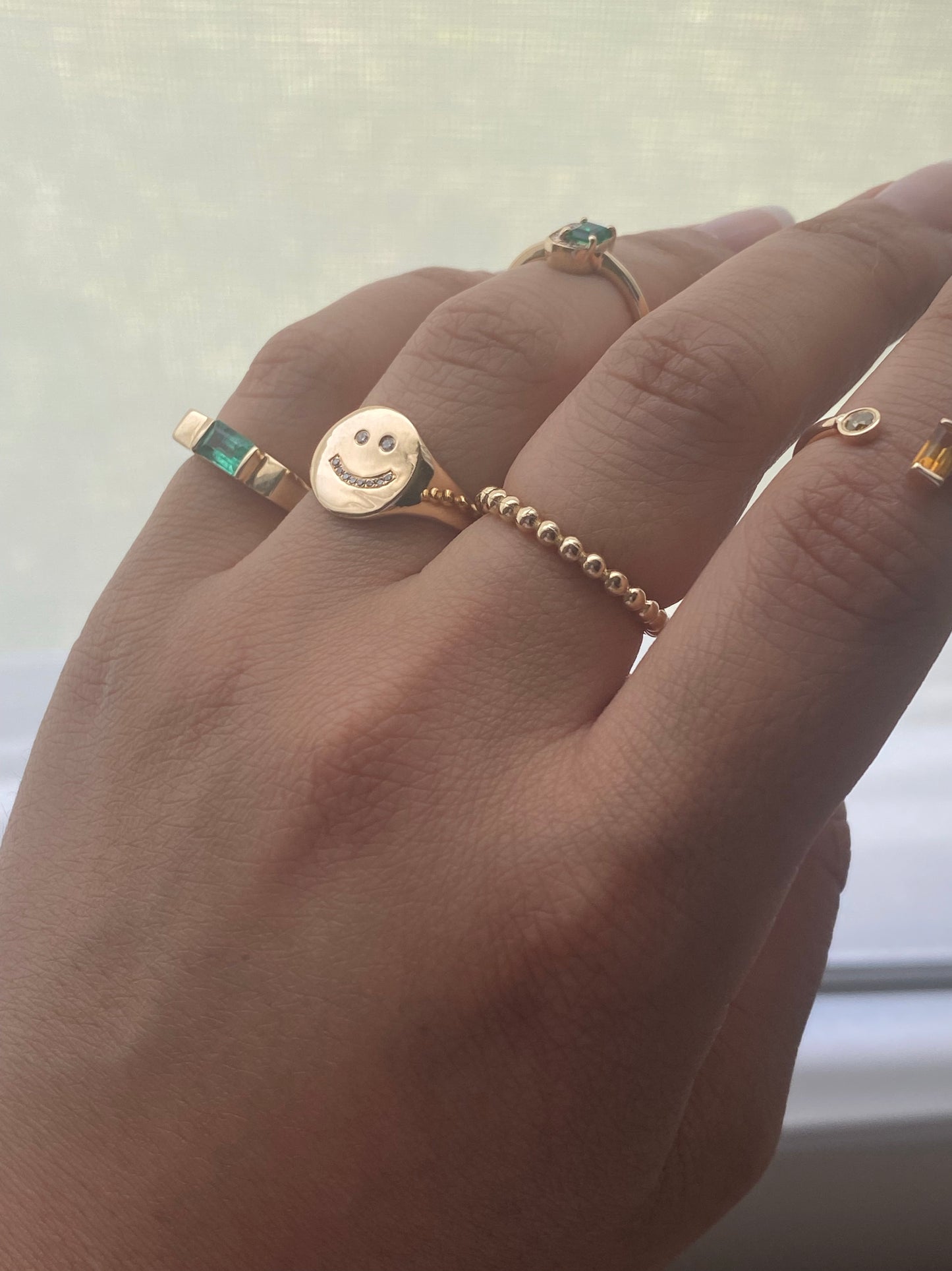 14K Diamond Be Happy Ring