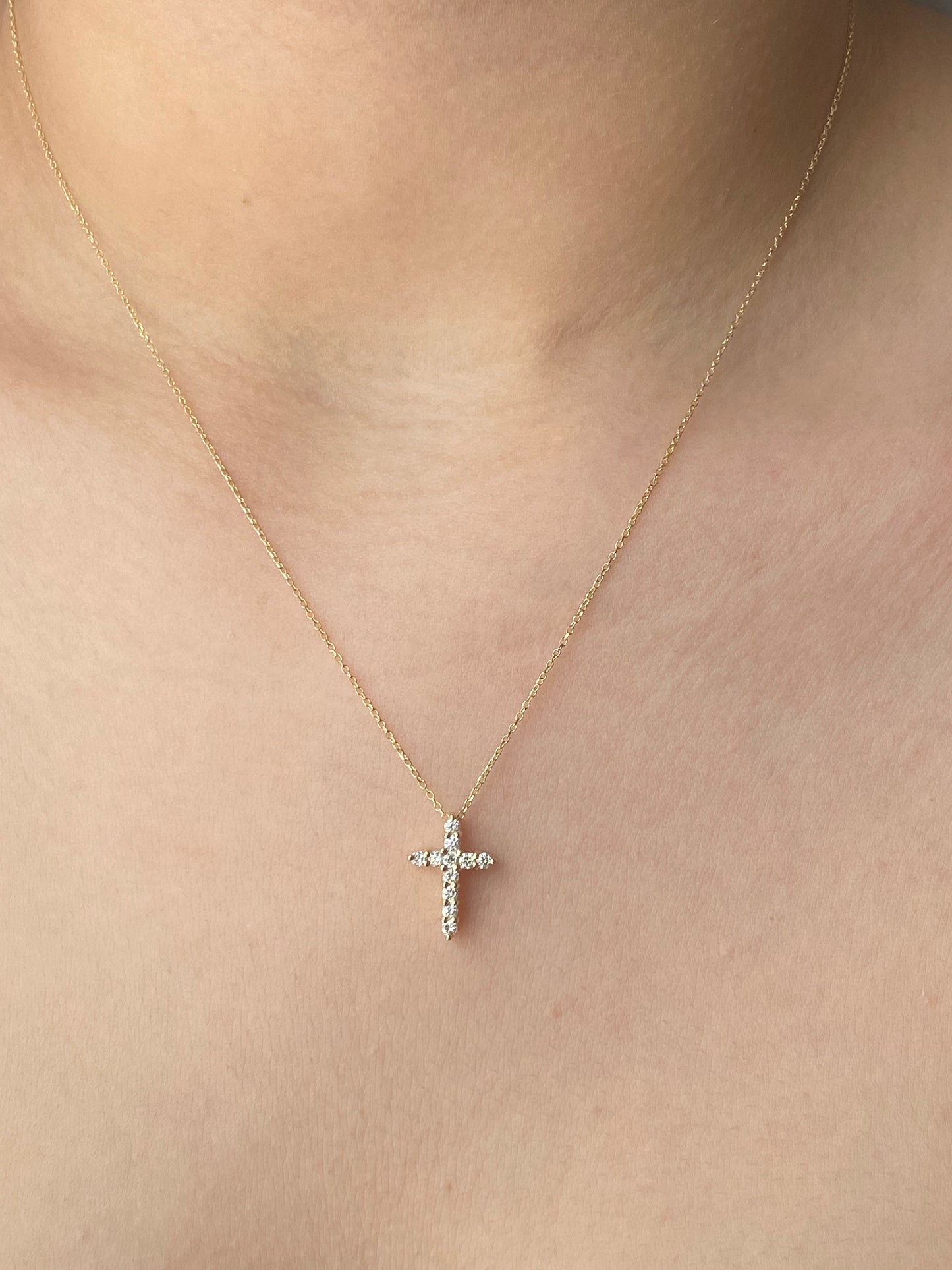 14K Gold Diamond Cross Necklace