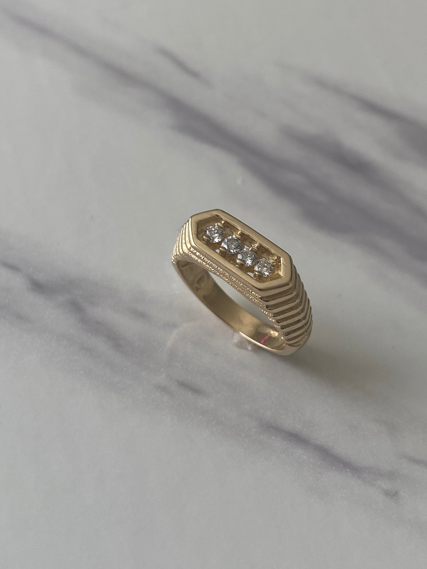 14k Solid Gold Mirror Diamond Ring