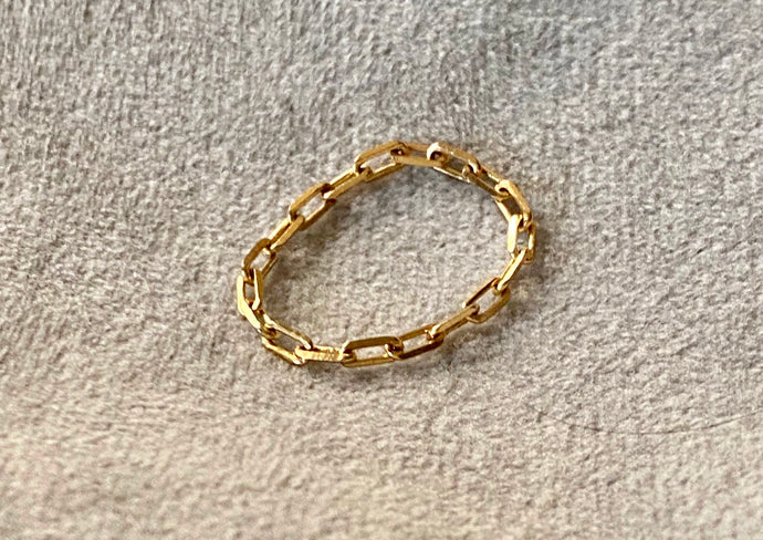 18k Gold Filled paper Clip Soft Chain Ring