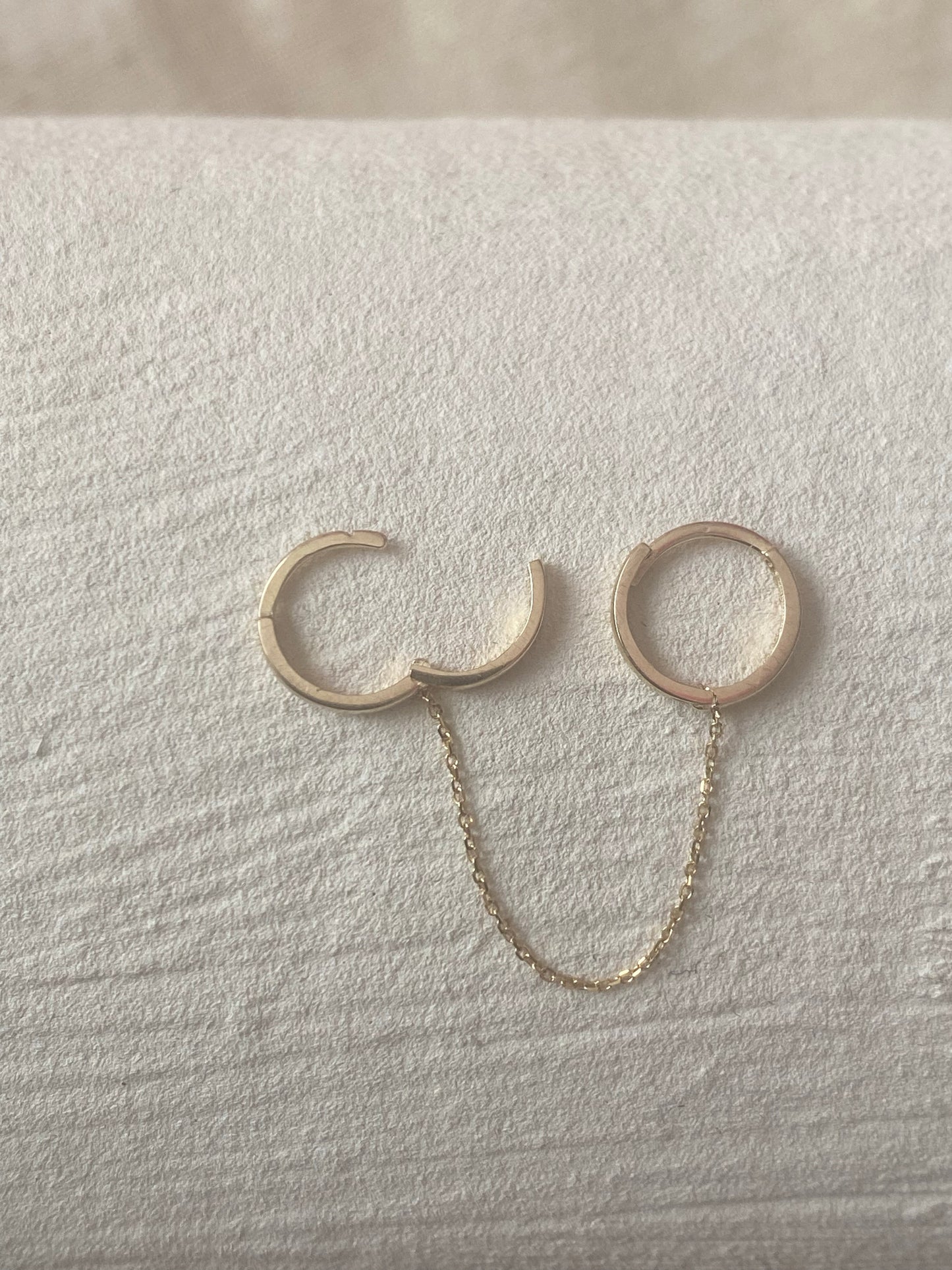 14KT Gold Double Huggie Chain Clicker Earring