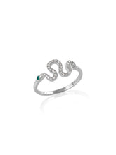 14k Gold Diamond & Emerald Snake Ring