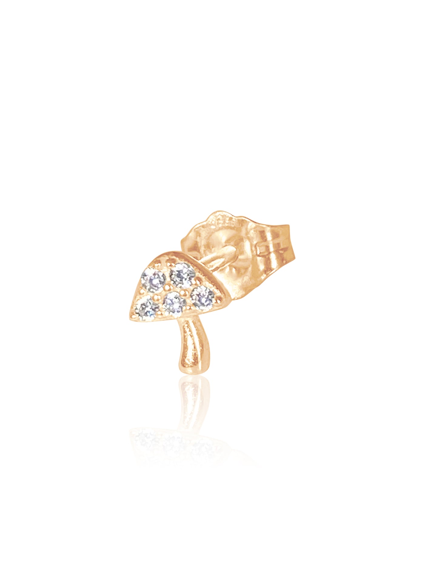14K Gold Diamond Mushroom Earring
