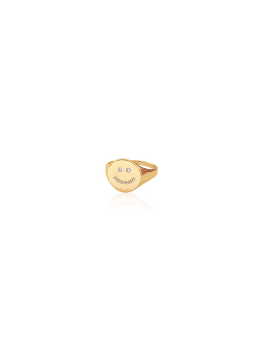 14K Diamond Be Happy Ring