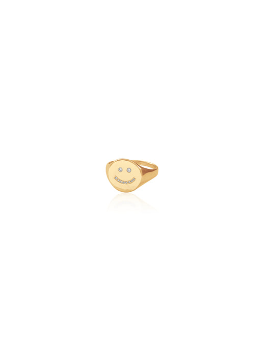 14k Diamond Be Happy Ring
