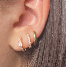 18K Gold Filled Baguette CZ Clicker Earrings