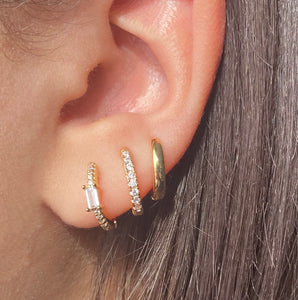 18K Gold Filled Baguette CZ Clicker Earrings