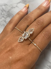 14k Gold Diamond & White Topaz, Tara Ring