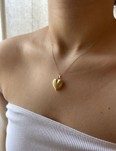14K Large Puff Heart Necklace