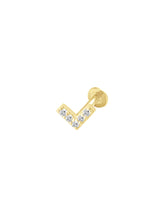 14K Gold Push Flat Back Diamond V Shape Earring