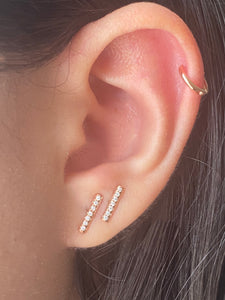 14K Micro pave Diamond Bar Earrings